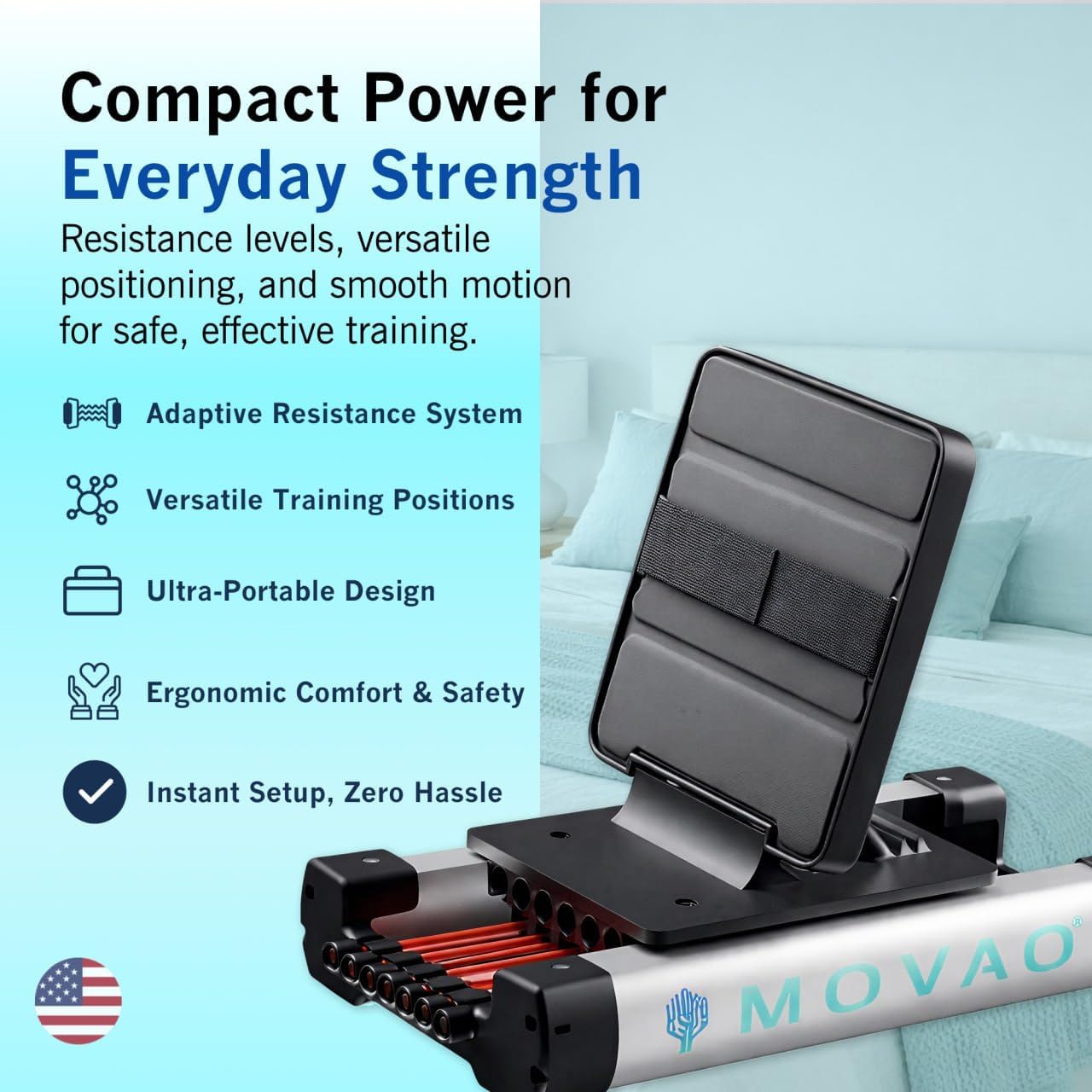 MOVAO Mini In-Bed Leg Press | Portable Physical Therapy Equipment for Seniors, Rehab & Home Recovery | 6 Resistance Levels up to 66lb | Doctor Invented