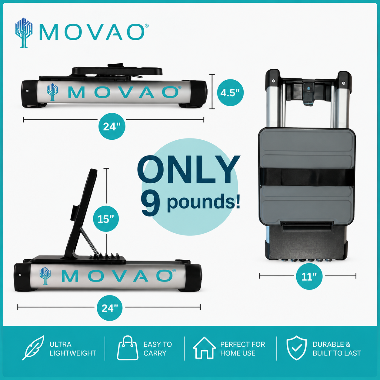 MOVAO Mini In-Bed Leg Press | Portable Physical Therapy Equipment for Seniors, Rehab & Home Recovery | 6 Resistance Levels up to 66lb | Doctor Invented